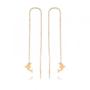 925 Ayar Gümüş Zincirli Yunus Balığı Küpe Ea1160054 (74)