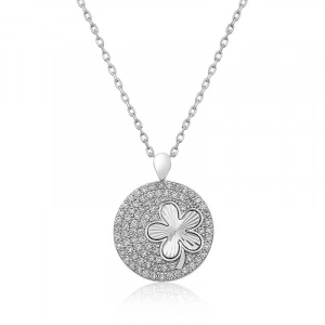 925 Ayar Gümüş Zirkon Taşlı Yonca Kadın Gümüş Kolye T4522 (74)