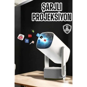 Akıllı Projeksiyon Powerbankli Taşınabilir Sinema Projektörü 4k HD Kaliteli Yeni Nesil