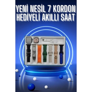 Akıllı Saat 7 Kordon Hediyeli Takvim Alarm Nabız Ölçer Bildirim Görme Sesli Görüşme
