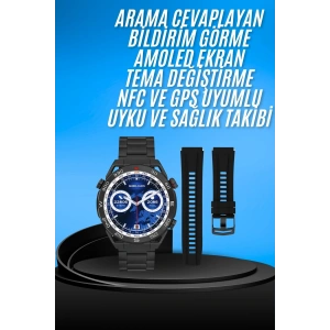 Akıllı Saat Çelik Kordonlu Amoled Ekran Android ve İOS Uyumlu Çağrı Cevaplayabilen Yeni Nesil