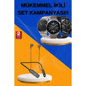 Alarm ve Titreşim Özellikli Akıllı Saat ve Mikrofonlu Kablolu Bluetooth Kulaklık 60 Saat