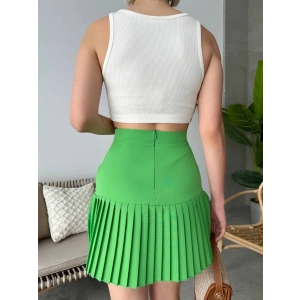 Altı pliseli mini etek yeşil s24705