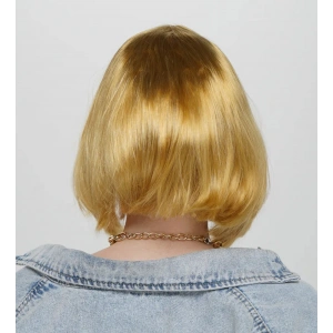 Altın Renk Düz Kesim Küt Parti Peruğu Kısa Takma