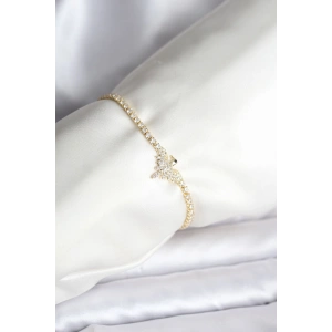 Anka Kuşu Model Zirkon Taşlı Gold Renk Pirinç Su Yolu Kadın Bileklik