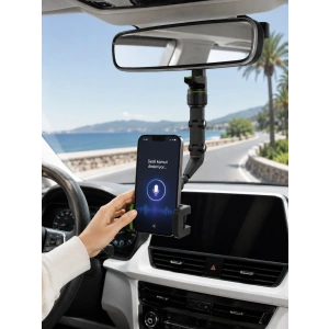 Araç İçi Dikiz Aynası Telefon Tutucu 360° Dönebilen Katlanabilir
