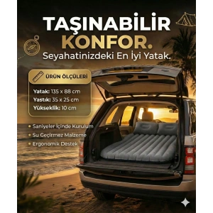 Araç İçi Şişme Yatak Araba Ve Kamp Yatağı Çanta Elektrikli Pompa Tamir Kiti Ve Yastıklı Yatak Seti