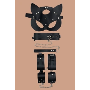 kapsulavm Siyah 4lü Maske ,Tasma,Kelepce Harness Set