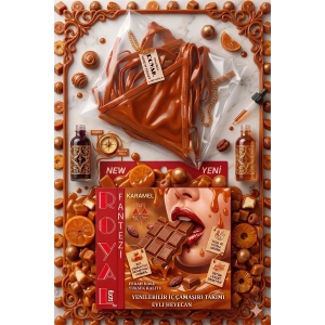 kapsulavm Fantezi Tüketilebilen Yenilebilir Karamel Aromalı İç Çamaşırı Takımı