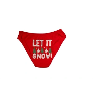kapsulavm Kırmızı Yılbaşı Desenli Let İt Snow Pamuklu Külot