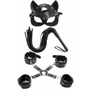 kapsulavm Maske Kırbaç Bileklik 5 Li Harness Deri Set