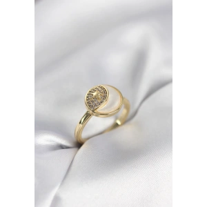 Ay Yıldız Model Gold Renk Zirkon Taşlı Kadın Yüzük