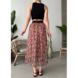 Baskılı astarlı uzun etek