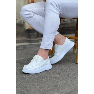 Beyaz Cilt Ortopedik Taban Erkek Casual Ayakkabı