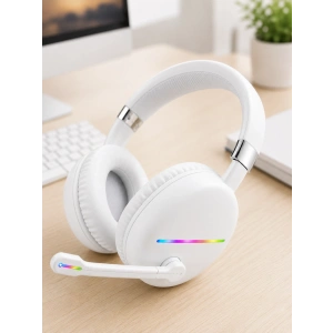 Beyaz Kablosuz Bluetooth Kulaklık Mikrofonlu Ergonomik Kulak Üstü Tasarım