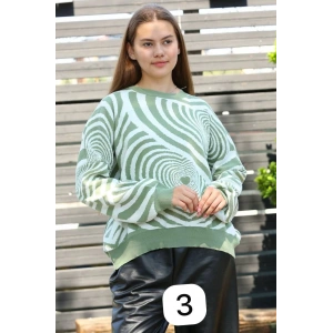 Beyaz kalp çizgili kazak mint