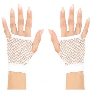 Beyaz Renk Kısa Boy Fileli Örgü Eldiven