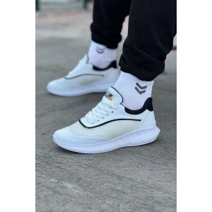 Beyaz Siyah Triko Erkek Spor Ayakkabı