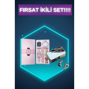 Bileklikli Amoled Ekran Akıllı Saat ve Dijital Göstergeli Kablosuz Bluetooth Kulaklık ANC/ ENC