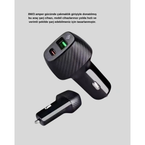 Bluetooth AUX Çevirici ve PD Destekli Araç Şarj Cihazı 2’li Set