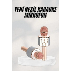 Bluetooth Hoparlör USB AUX SD Kart Kaoroke Mikrofon Uzun Pil Ömrü