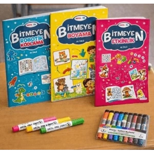 Boya Sil Bitmeyen Boyama 3 Kitap + Boya Kalemi Hediyeli