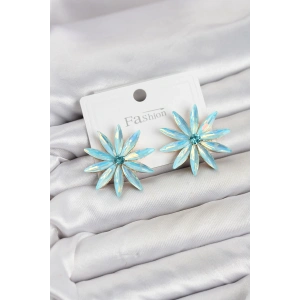 Buz Mavisi Kristal Taşlı Lotus Model Kadın Küpe