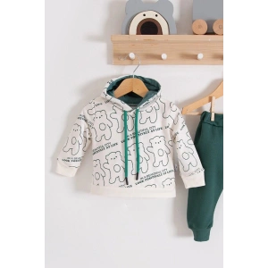 Çapraz Bears Kapüşonlu % 100 Pamuk Erkek Bebek Takımı