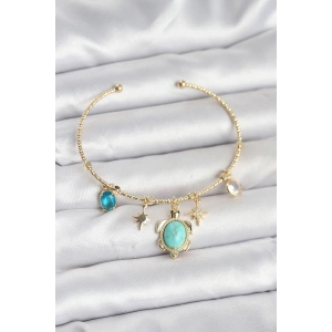 Caretta Caretta Charmlı Gold Renk Kadın Bileklik