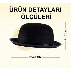 Charlie Chaplin Stil Çuk Şapkası – Siyaelon Parti Şapkası