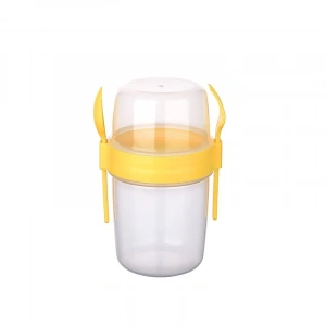 Çift Hazneli - Çatal Kaşıklı Portatif Müsli -Atıştırmalık Kabı 1100 ML