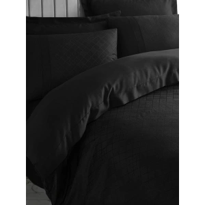 Çift Kişilik Jakarlı Saten Nev Takımı Dama Siyah