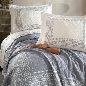 Çift Kişilik Müslin Yatak Örtüsü Nomada V1 Antrasit