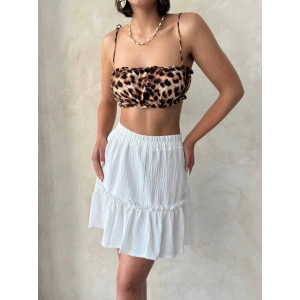 Çingene keten etek beyaz s24808