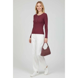 Çıtçıt Detaylı Bluz Mürdüm