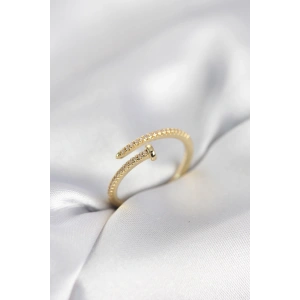 Çivi Model Zirkon Taşlı Gold Renk Kadın Yüzük