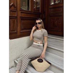 Çizgili etekli takım vizon s3609