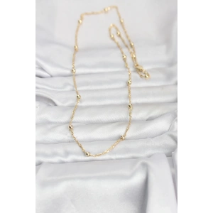 CM 14K Gold Renk Burgu ve Top Zincirli Model 60 cm Kadın Kolye