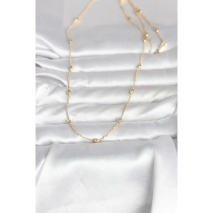 CM 14K Gold Renk Damla Topçuk Model Zincirli 60 cm Kadın Kolye