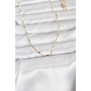 CM 14K Gold Renk Ezme Kalp Detaylı 60 cm Zincir Kadın Kolye