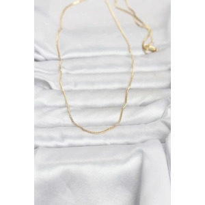 CM 14K Gold Renk İnce Kare Zincirli Model 60 cm Kadın Kolye