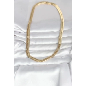 CM 14K Gold Renk Kalın Yassı Yılan Zincir Model 45 cm Kadın Kolye