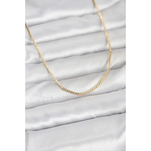 CM 14K Gold Renk Kare Zincirli Model 60 cm Kadın Kolye