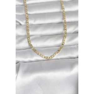 CM 14K Gold Renk Lazer Kesim Zincirli Model 60 cm Kadın Kolye