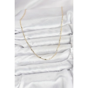 CM 14K Gold Renk Pirinç Ataç Zincir 60 cm Kadın Kolye