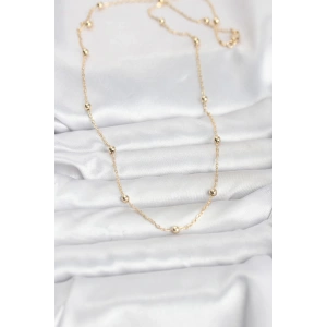 CM 14K Gold Renk Pirinç Top Zincirli 60 cm Kadın Kolye