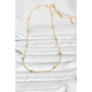 CM 14K Gold Renk Topçuklu Burgu Zincir Model 60 cm Kadın Kolye