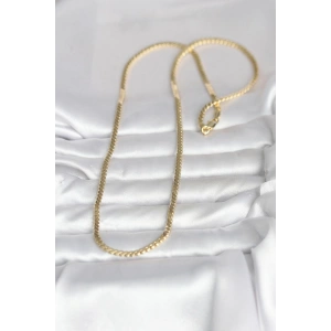 CM 14K Gold Renk Yassı Ezme Zincir Model 60 cm Kadın Kolye