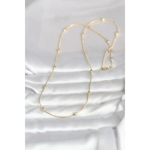 CM 14K Gold Renk Yılan Zincirli Damla Topçuk Model 60 cm Kadın Kolye