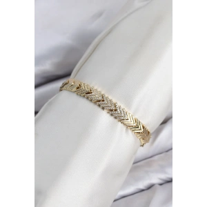 CM Çavuş Model Zirkon Taşlı VIP Seri Gold Renk Pirinç Kadın Bileklik